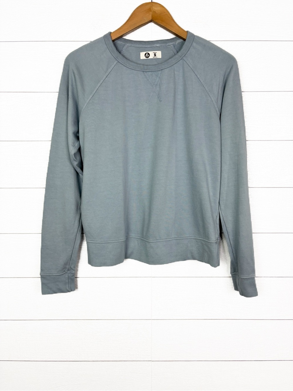 American Giant Raglan Sweatshirt Long Sleeve Crew Light Blue Supima Cotton Modal